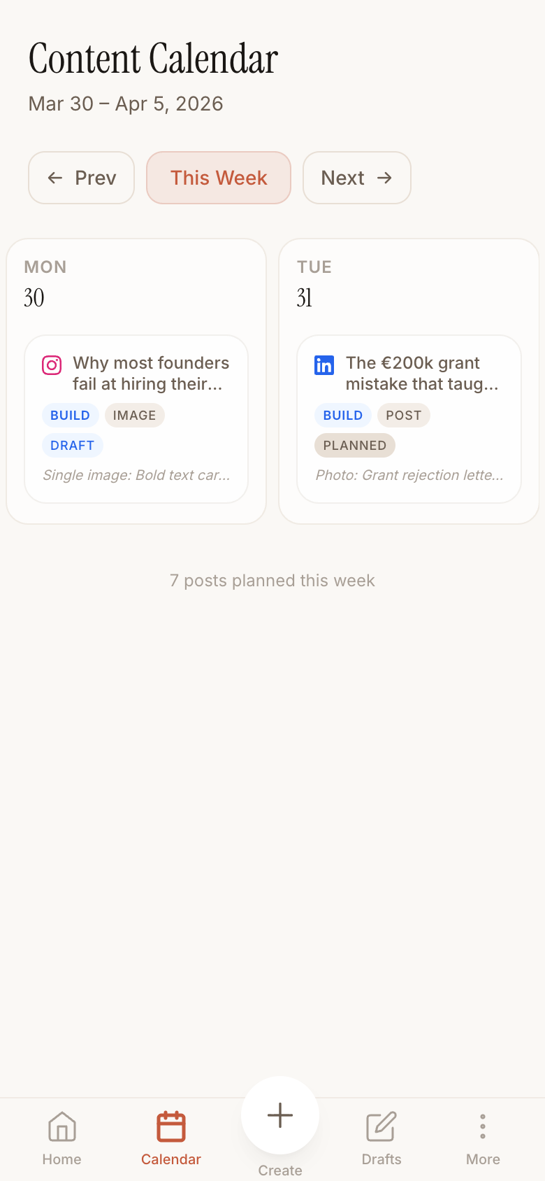 5. Content Studio & Calendar