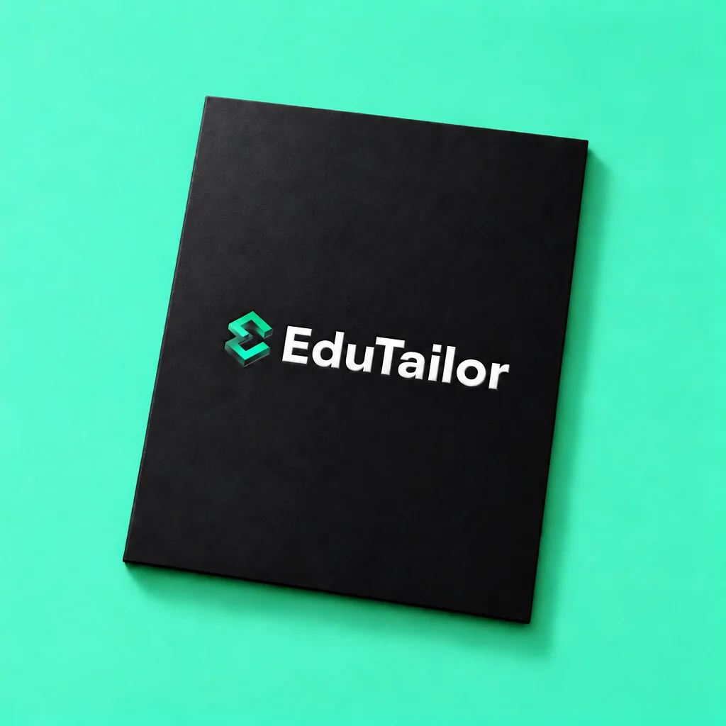 Eine schwarze EduTailor-Präsentationsmappe mit mintfarbenem Zeichen und weißem Folienschriftzug auf Mint-Papier