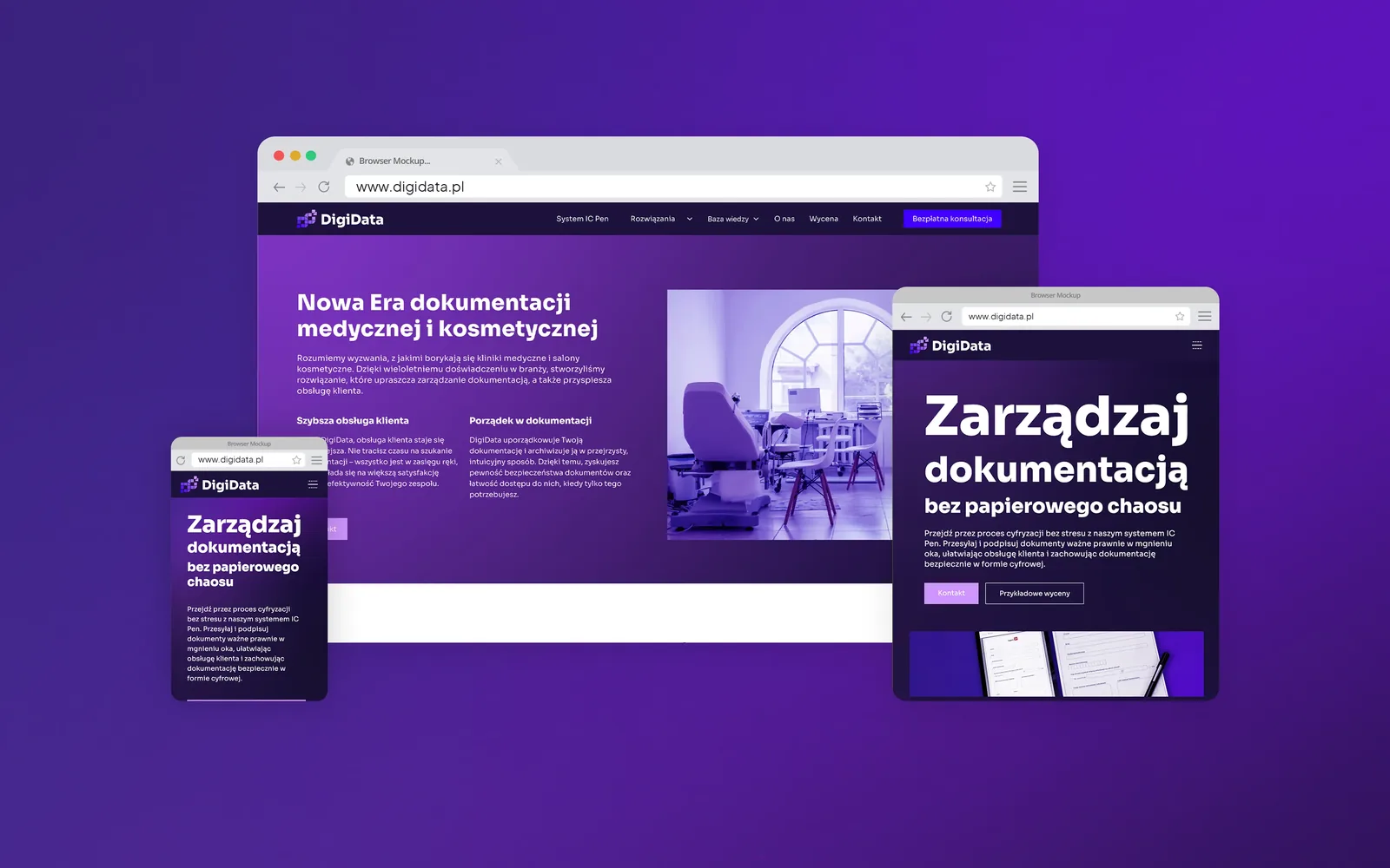 DigiData: Seiten der Website